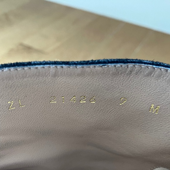 Stuart Weitzman Black Suede Booties with Gold-Tone Zipper - Picture 13 of 13